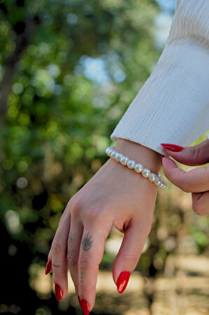 İnci Taşlı Unisex Bileklik 8mm