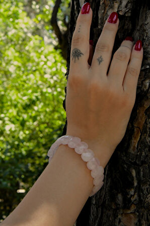 Pembe Quartz Özel Kesim Doğal Taş Unisex Bileklik
