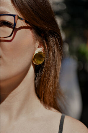 Yuvarlak Formlu Çiftli Kadın Çelik Kadın Küpe