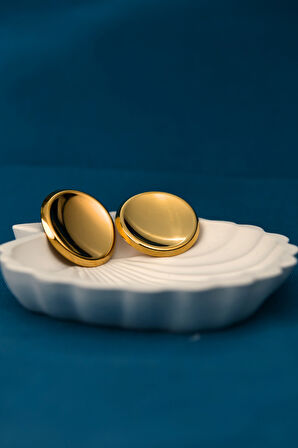 Yuvarlak Formlu Çiftli Kadın Çelik Kadın Küpe