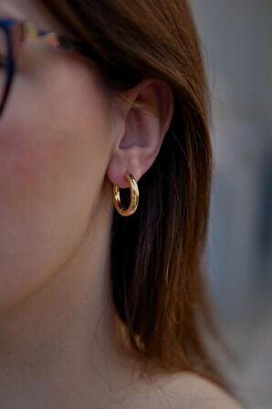 Yaylı Halka Model Çiftli Kadın Çelik Küpe