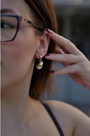 3 Pul Sallantılı Shakira Model Çiftli Kadın Çelik Küpe