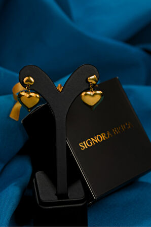 Kalp Figürlü Şişme Model Kadın Çelik Küpe