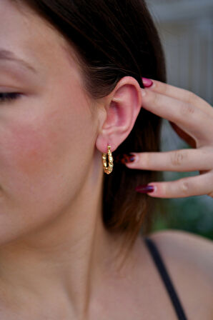 Burma/Burgu Çiftli Kadın Çelik Halka Küpe