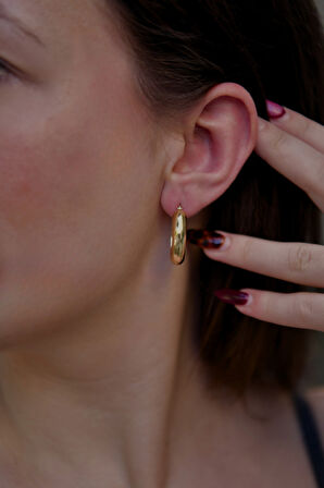 Oturtmalı Halka Model Çiftli Kadın Çelik Küpe