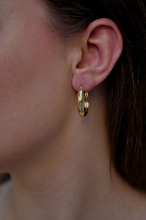 Oturtmalı Halka Model Çiftli Kadın Çelik Küpe