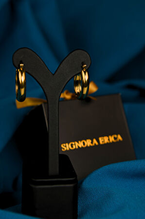 Oturtmalı Oval Halka Model Çiftli Kadın Çelik Küpe