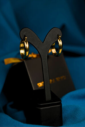 Oturtmalı Oval Halka Model Çiftli Kadın Çelik Küpe