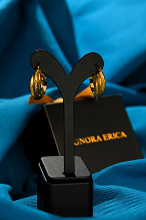 Desenli Oturtmalı Sarmal Model Çiftli Kadın Çelik Halka Küpe