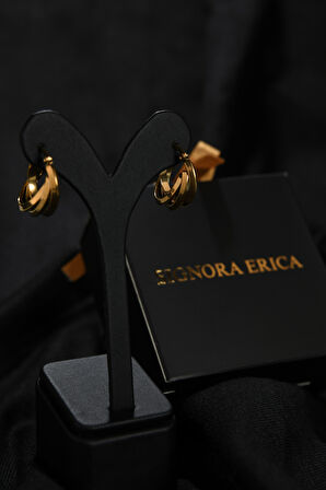 Katmanlı Oturtmalı Çiftli Kadın Çelik Halka Küpe