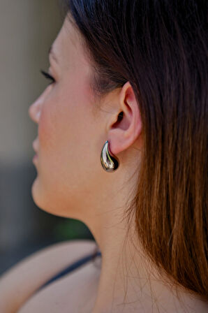 Damla Şişme Model Kadın Çelik Halka Küpe