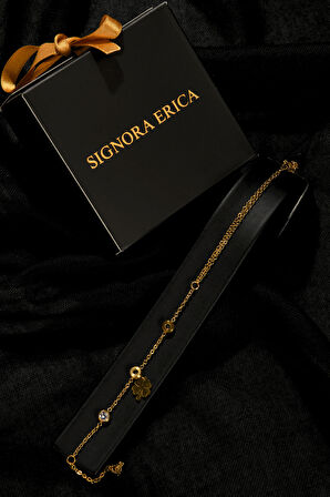 3 Zirkon Taşlı Yonca Model Sallantılı Kadın Çelik Şahmeran