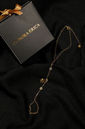 3 Zirkon Taşlı Yonca Model Sallantılı Kadın Çelik Şahmeran