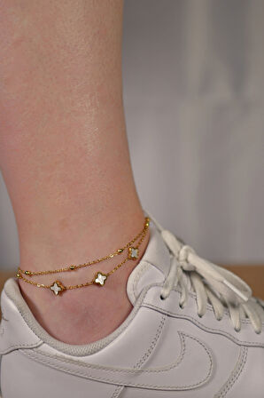 3 Yoncalı Dorikalı Çiftli Kadın Çelik Bileklik