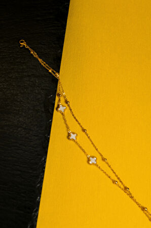 3 Yoncalı Dorikalı Çiftli Kadın Çelik Bileklik