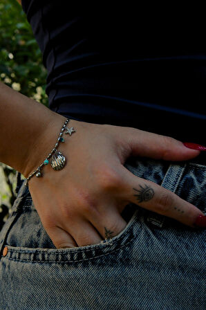 İstridye Figürlü Kadın Çelik Bileklik