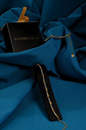 3'lü Küre Taşlı Dorika Model Kadın Çelik Bileklik