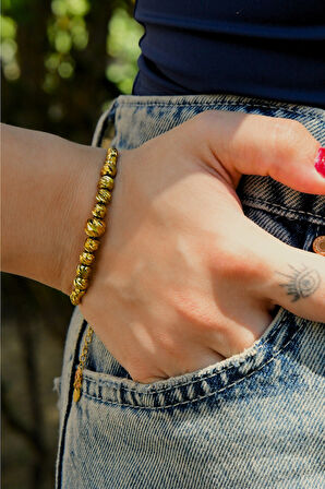 Küçükten Büyüğe Dizili Dorika Top Model Kadın Çelik Bileklik