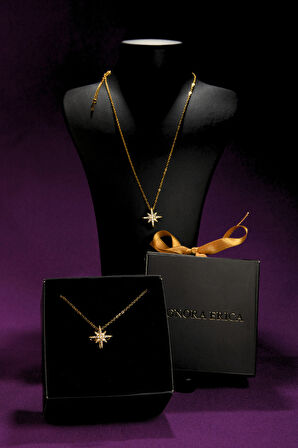 3d Zirkon Taşlı Kutup Yıldızı Model Kadın Çelik Kolye