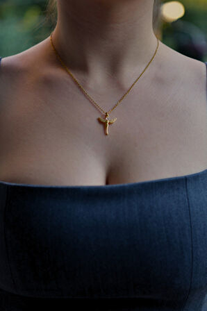 Zirkon Taşlı Melek Model Kadın Çelik Kolye