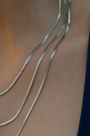 3' lü Set Kadın İtalyan Ezme Çelik Kolye