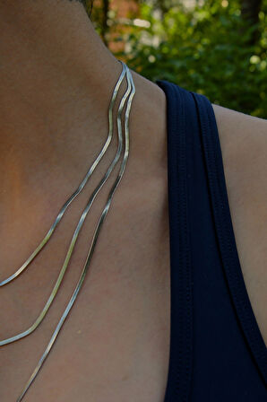 3' lü Set Kadın İtalyan Ezme Çelik Kolye