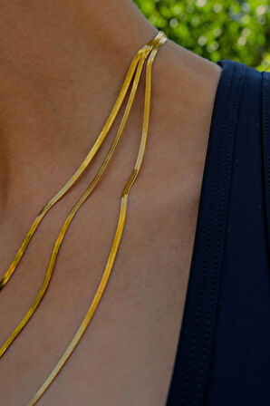 3' lü Set Kadın İtalyan Ezme Çelik Kolye