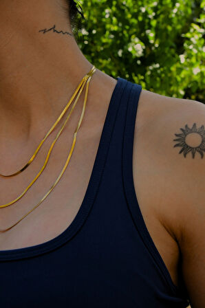 3' lü Set Kadın İtalyan Ezme Çelik Kolye