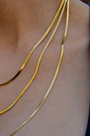 3' lü Set Kadın İtalyan Ezme Çelik Kolye