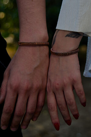 Örgü Sarım Model Bakır Bileklik