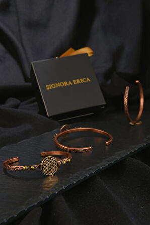 Lotus Çiçeği Model Bakır Bileklik