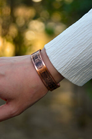 Süleyman Mühür Figürlü Bakır Bileklik