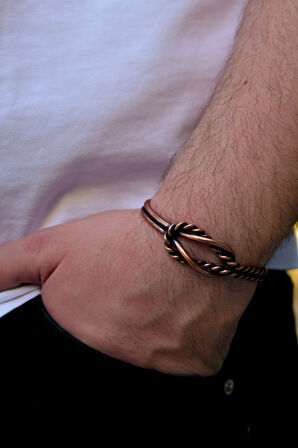 Gemici Düğümlü Model Bakır Bileklik