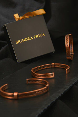 Ortası Halat Desen Bakır Bileklik