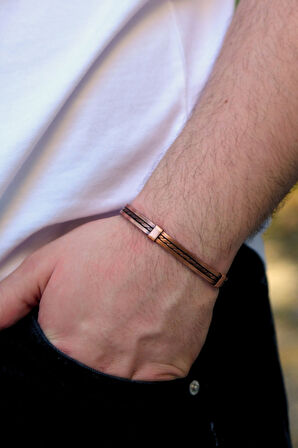 Ortası Halat Desen Bakır Bileklik