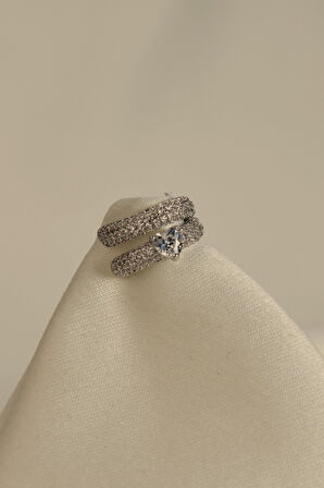 2 Sıra Taşlı Üzeri Tek Taşlı Earcuff