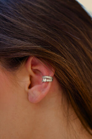 2 Sıra Taşlı Üzeri Tek Taşlı Earcuff