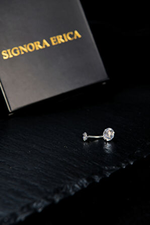 İki Ucu Yuvarlak Taşlı Göbek Piercing