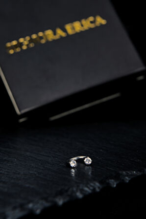 İki Ucu Yuvarlak İçine Giren Taşlı Hem Tragus Hem Kıkırdak Piercing