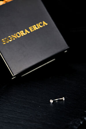 İki Ucu Yuvarlak İçine Giren Taşlı Hem Tragus Hem Kıkırdak Piercing