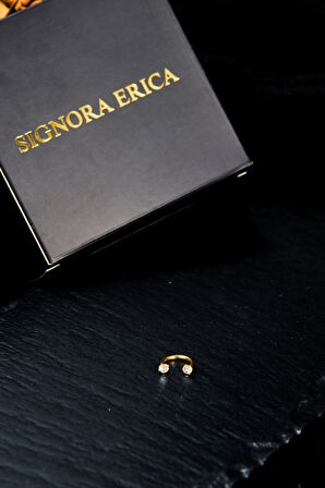 İki Ucu Yuvarlak İçine Giren Taşlı Hem Tragus Hem Kıkırdak Piercing