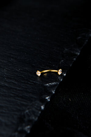 İki Ucu Yuvarlak İçine Giren Taşlı Kaş Piercing