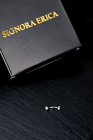 İki Ucu Yuvarlak İçine Giren Taşlı Kaş Piercing