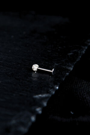 Bir Ucu Düz Bir Ucu Zirkon Taşlı Disko Topu Model Dudak Piercing