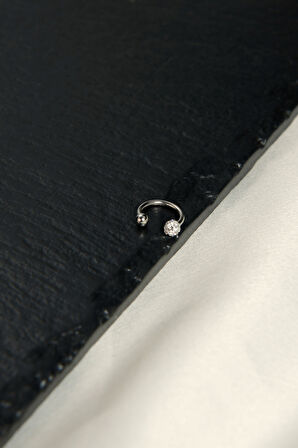 Biri Ucu Düz Bir Ucu Disko Topu Model Taşlı Hem Tragus Hem Kıkırdak Piercing