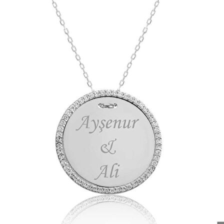 Gümüş Taşlı Kişiye Özel İsimli Kadın Kolye