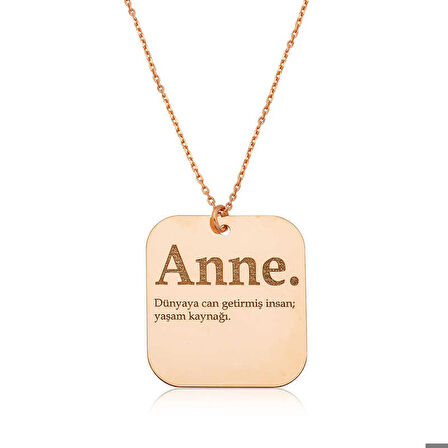 ​Gümüş Rose Anne Yazılı Plaka Kadın Kolye