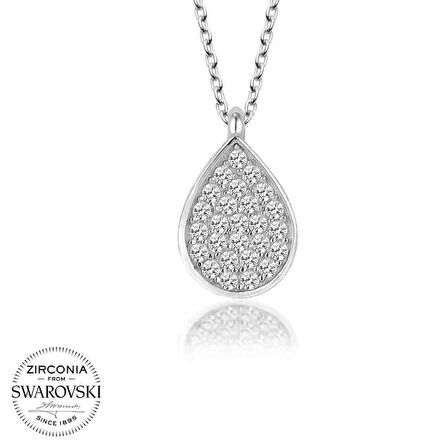 Swarovski Taşlı Gümüş Damla Kadın Kolye