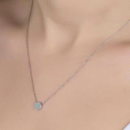 Swarovski Taşlı Gümüş Çember Kadın Kolye