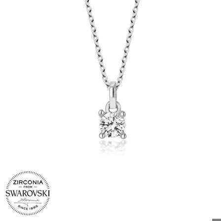 Swarovski Taşlı Gümüş Tektaş Kadın Kolye